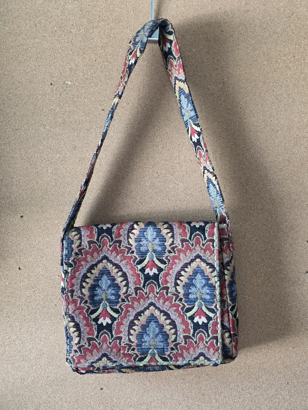 Multicolor Woven Fabric Tapestry Boho Bag Vintage Folk Style Indie Carryall Tote